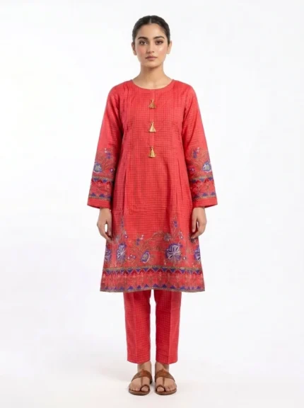 Rust Bloom Tassel Printed Lawn Cotton 2 Piece A-Line Suit