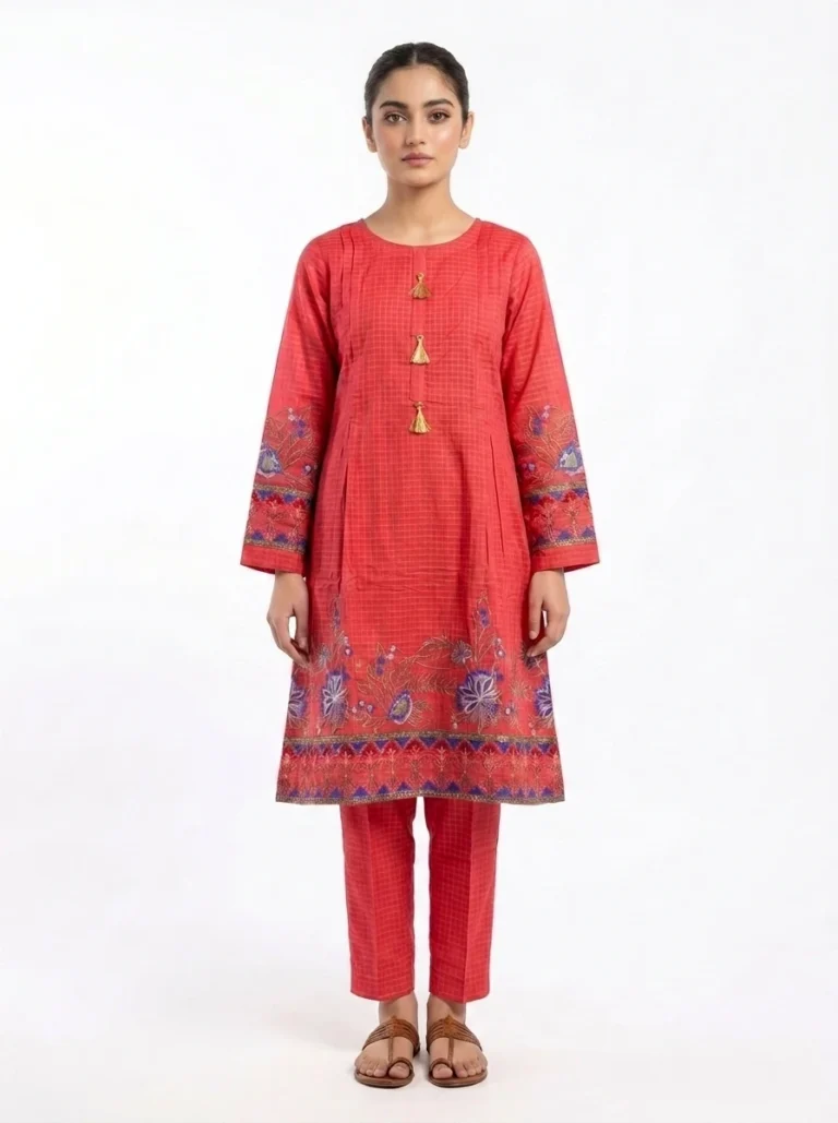 2 PC Stitched Rust Elegance Lawn
