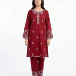 Crimson Charm Floral Embroidered Lawn Suit