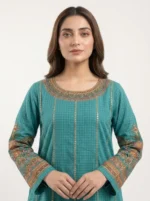 Aqua Teal Heritage Embroidered Lawn Cotton Suit
