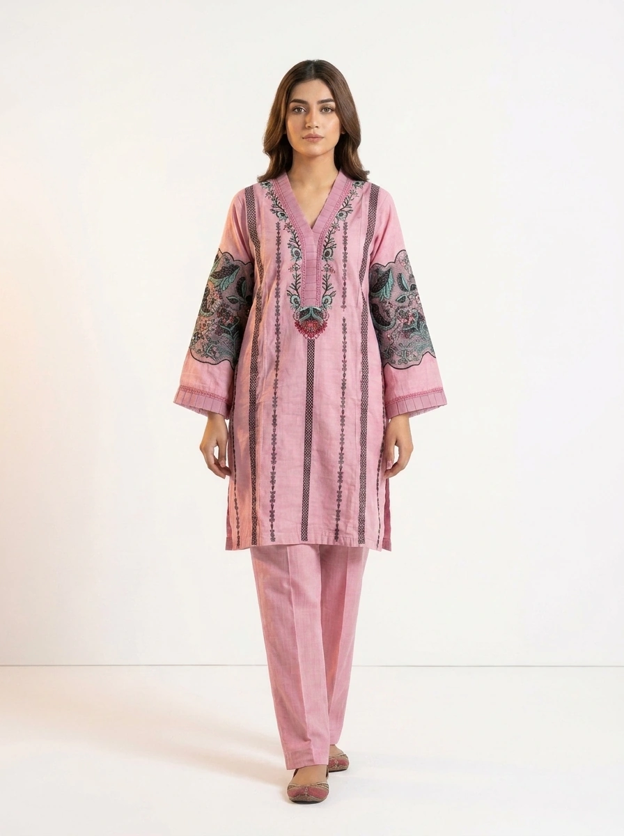 Blush Flora Embroidered Lawn Cotton 2 Piece Suit