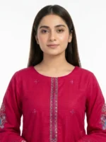Fuchsia Paisley Cutwork Embroidered Lawn Cotton 2 Piece Suit for Women