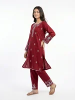 Crimson Charm Floral Embroidered Lawn Suit