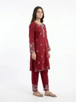 Crimson Charm Floral Embroidered Lawn Suit