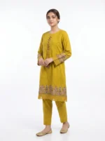 Saffron Grace Floral Border Embroidered Lawn Cotton Suit