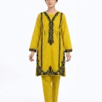 Mustard Lattice Ornamental Embroidered Lawn Cotton 2 Piece Suit