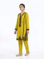 Mustard Lattice Ornamental Embroidered Lawn Cotton 2 Piece Suit