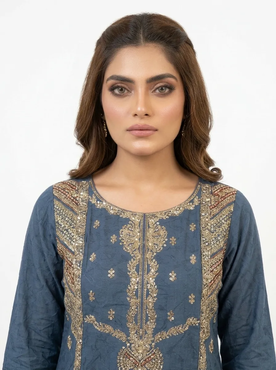 2 PC Stitched Azure Grace Lawn