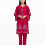 Fuchsia Paisley Cutwork Embroidered Lawn Cotton 2 Piece Suit for Women