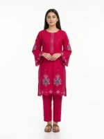 Fuchsia Paisley Cutwork Embroidered Lawn Cotton 2 Piece Suit for Women