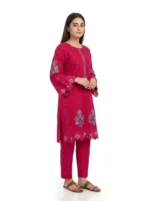 Fuchsia Paisley Cutwork Embroidered Lawn Cotton 2 Piece Suit for Women