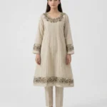 Ivory Bloom Floral Embroidered Lawn Cotton 2 Piece Suit for Women