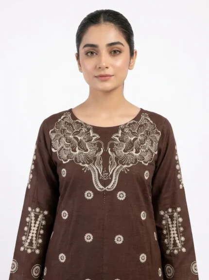 Cocoa Bloom Floral Embroidered Lawn Cotton 2 Piece Suit for Women