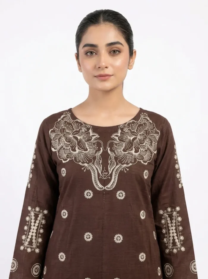 Cocoa Bloom Floral Embroidered Lawn Cotton 2 Piece Suit for Women