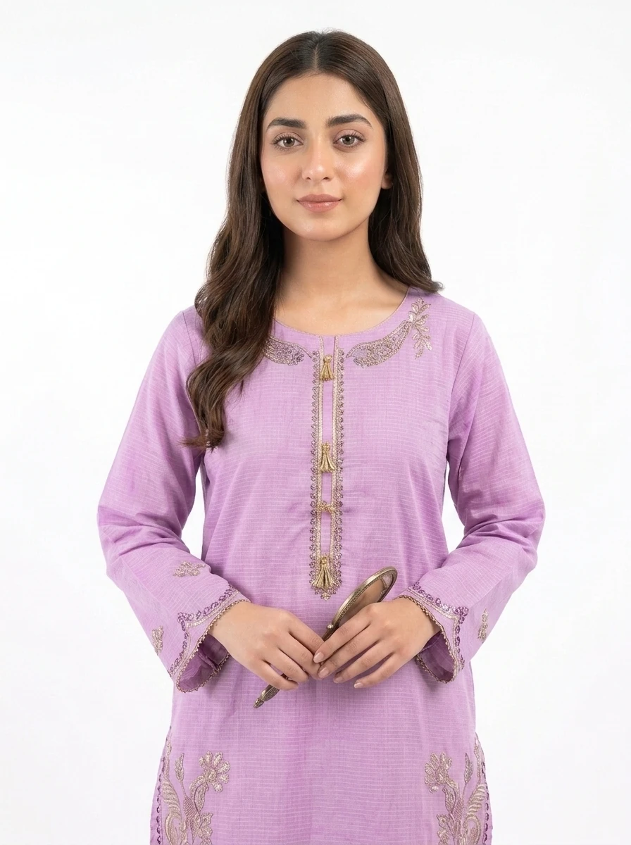 Lilac Blossom Embroidered Stitched Lawn 2 Piece Suit