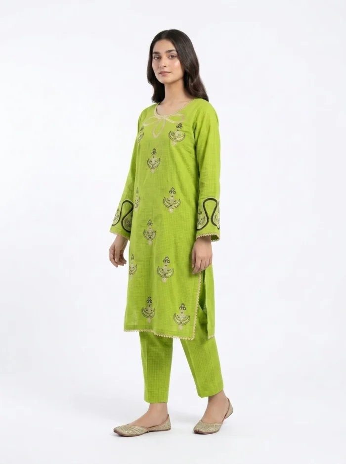 Pistachio Bloom Embroidered Lawn Cotton 2 Piece Suit for Women