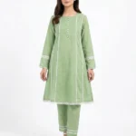 Mint Pearl Lace-Trimmed Lawn Cotton 2 Piece A-Line Suit