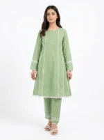 Mint Pearl Lace-Trimmed Lawn Cotton 2 Piece A-Line Suit