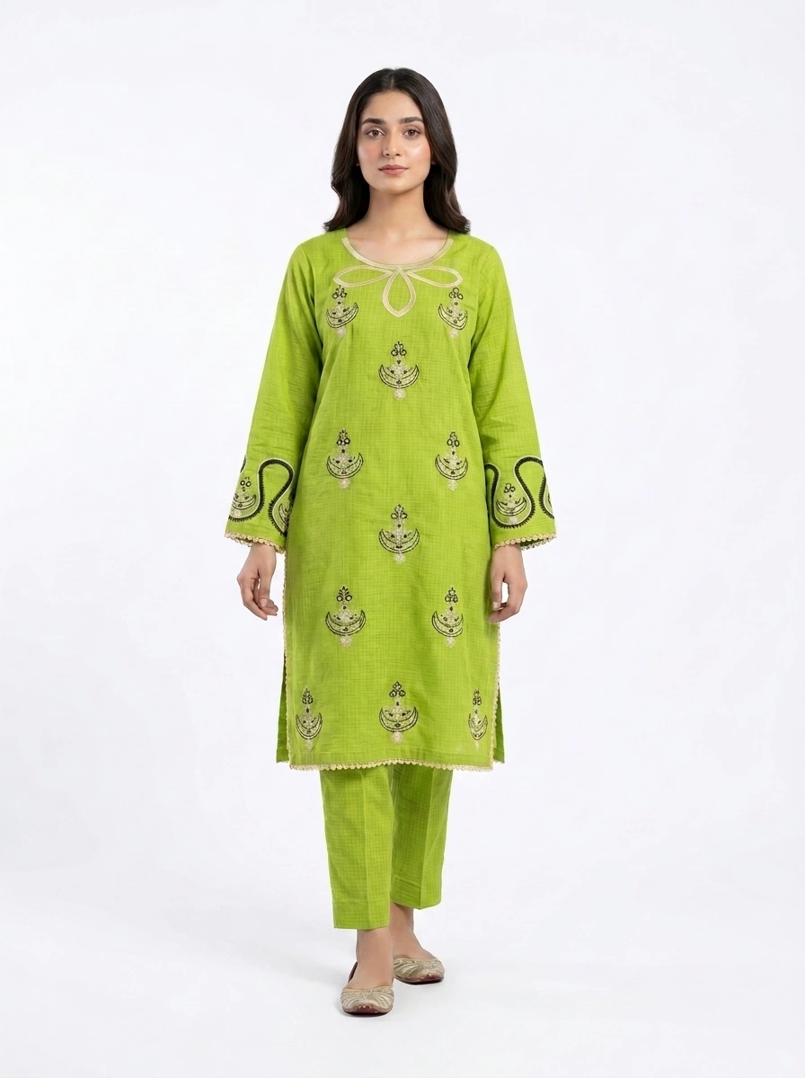 Pistachio Bloom Embroidered Lawn Cotton 2 Piece Suit for Women