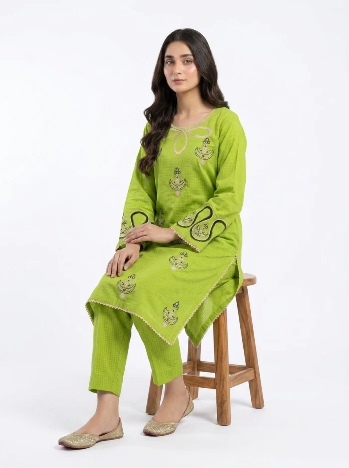 Pistachio Bloom Embroidered Lawn Cotton 2 Piece Suit for Women