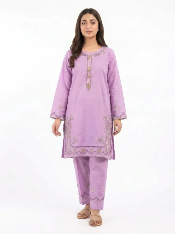 Lilac Blossom Embroidered Stitched Lawn 2 Piece Suit