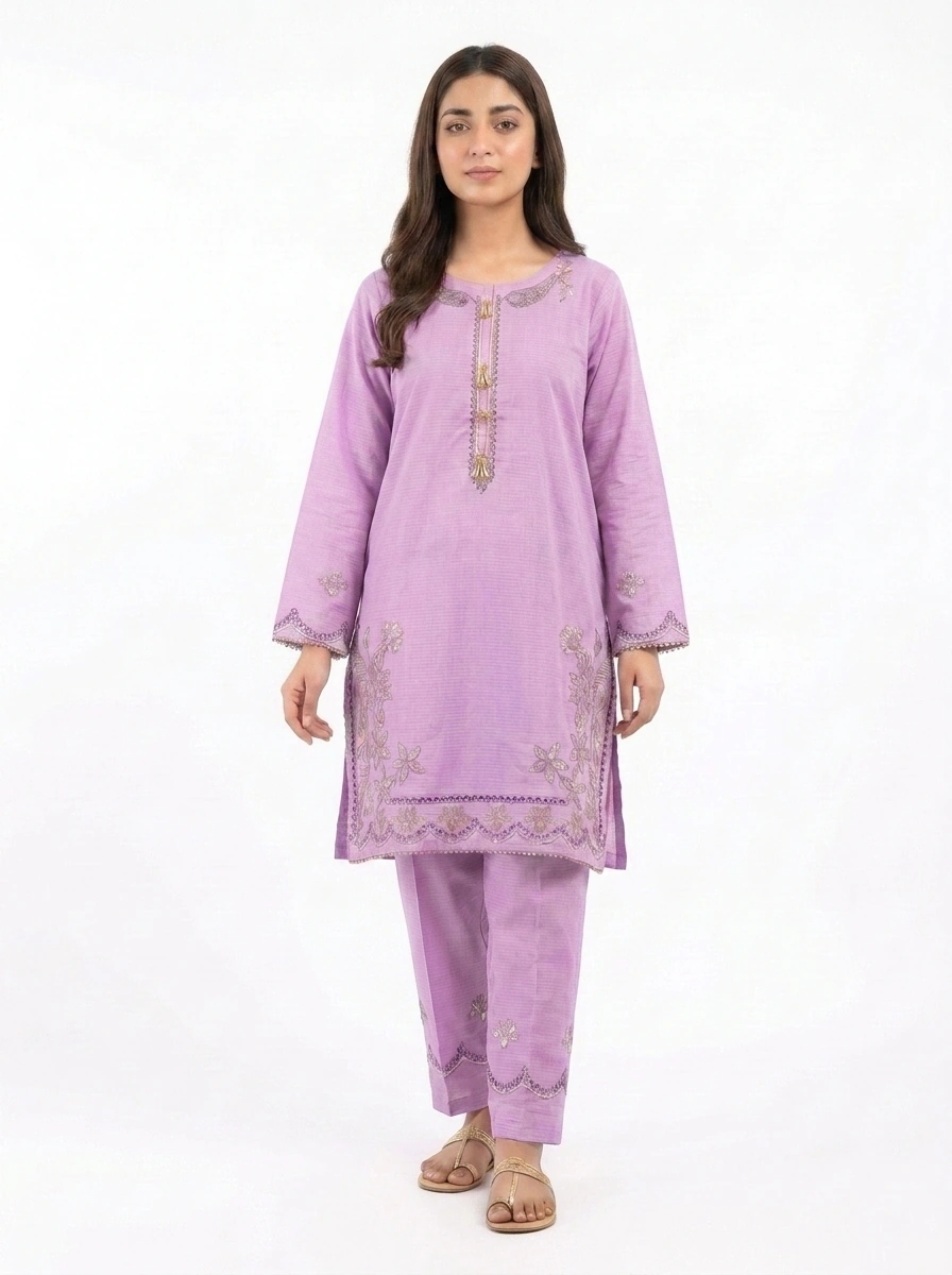 Lilac Blossom Embroidered Stitched Lawn 2 Piece Suit