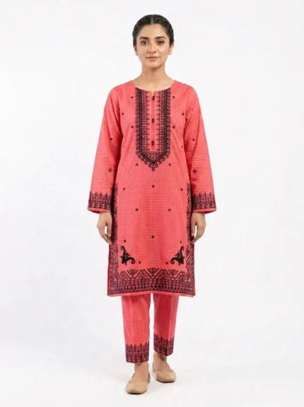 Coral Mosaic Printed Lawn Cotton 2 Piece Suit
