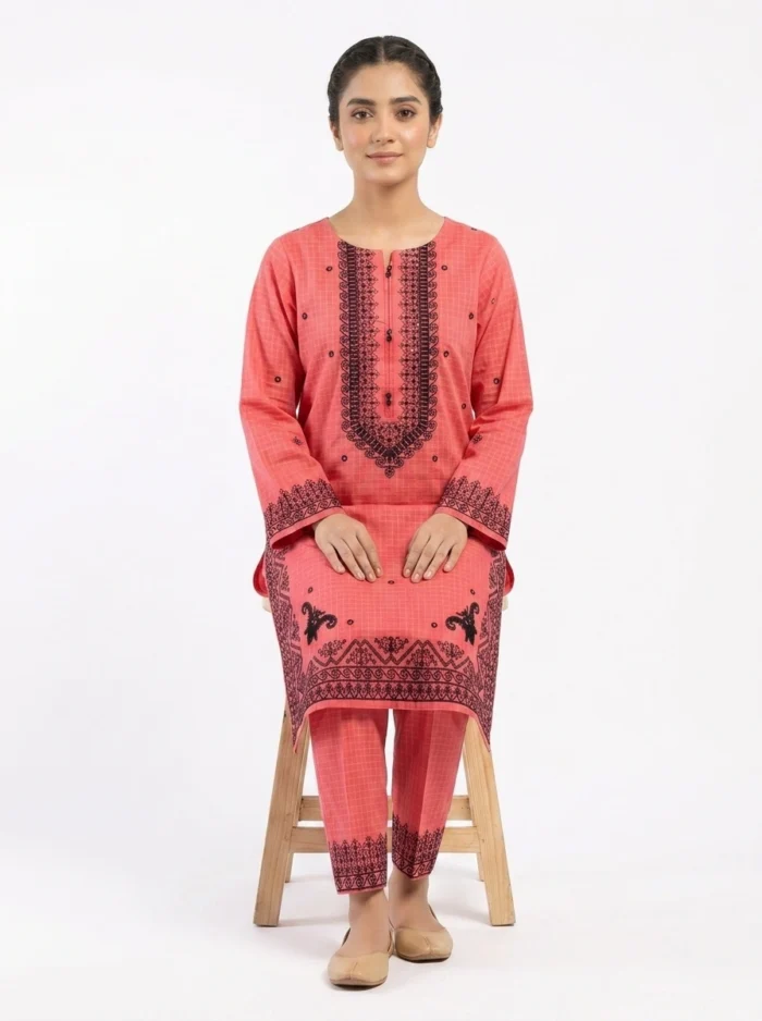 Coral Mosaic Printed Lawn Cotton 2 Piece Suit