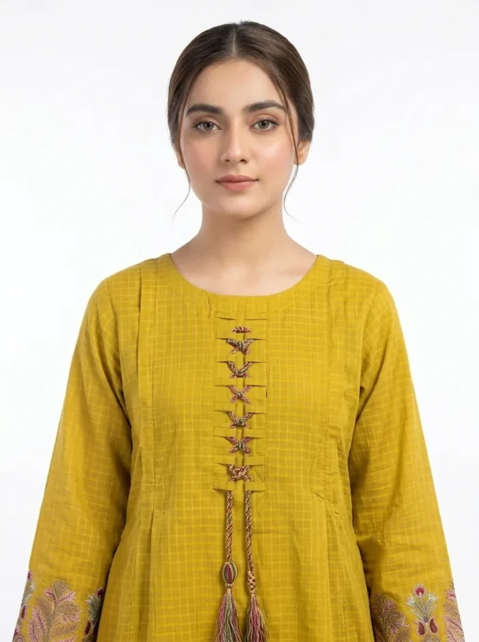Saffron Grace Floral Border Embroidered Lawn Cotton Suit