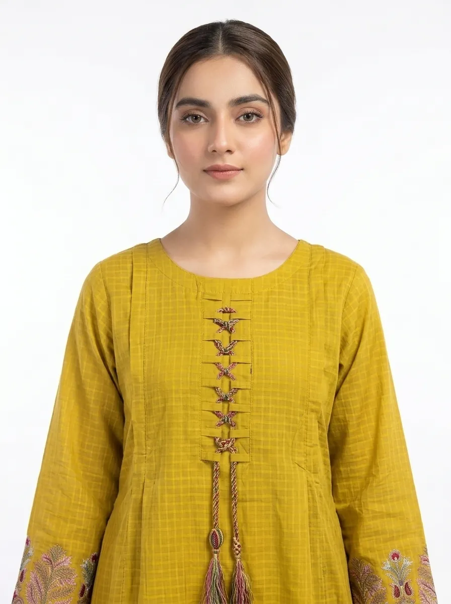 Saffron Grace Floral Border Embroidered Lawn Cotton Suit