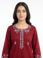 Crimson Charm Floral Embroidered Lawn Suit