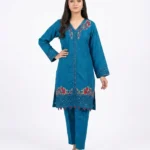 Teal Garden V-Neck Floral Embroidered Lawn Cotton 2 Piece Suit