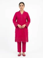 Magenta Bloom Scalloped Embroidered Lawn Cotton 2 Piece Suit