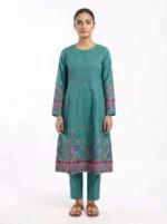 Teal Garden V-Neck Floral Embroidered Lawn Cotton 2 Piece Suit