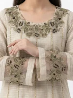 Ivory Bloom Floral Embroidered Lawn Cotton 2 Piece Suit for Women