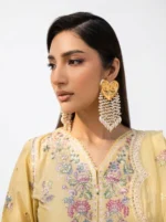 3PC Stitched Mehr Yellow Lawn Walking Grace Silhouette