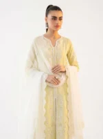 3PC Stitched Amara Yellow Lawn