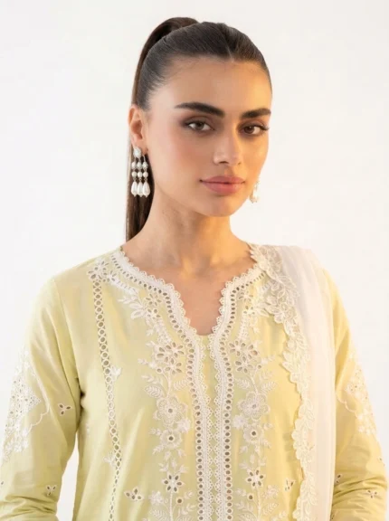 3PC Stitched Amara Yellow Lawn