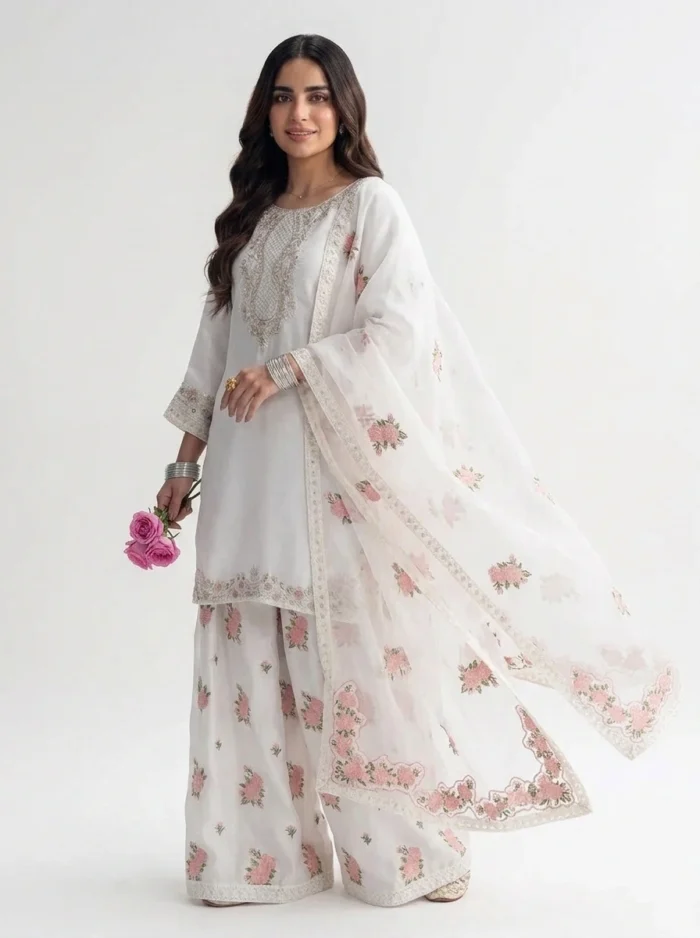 3PC Stitched Nerah White Charmuse