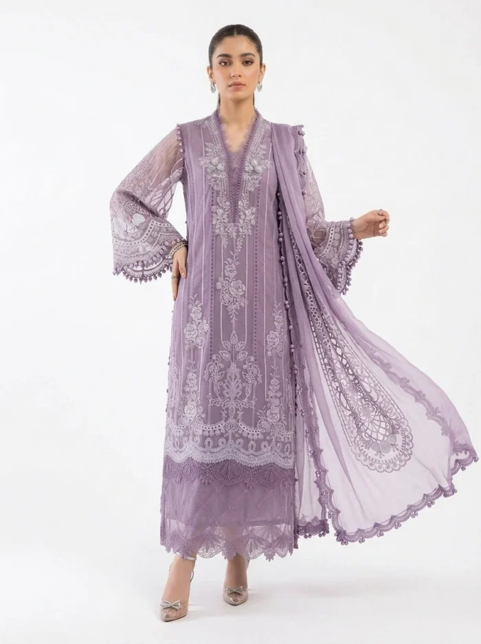 3PC Stitched Aria Lavender Organza