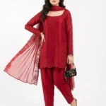 3PC Stitched Ruby Red Silk