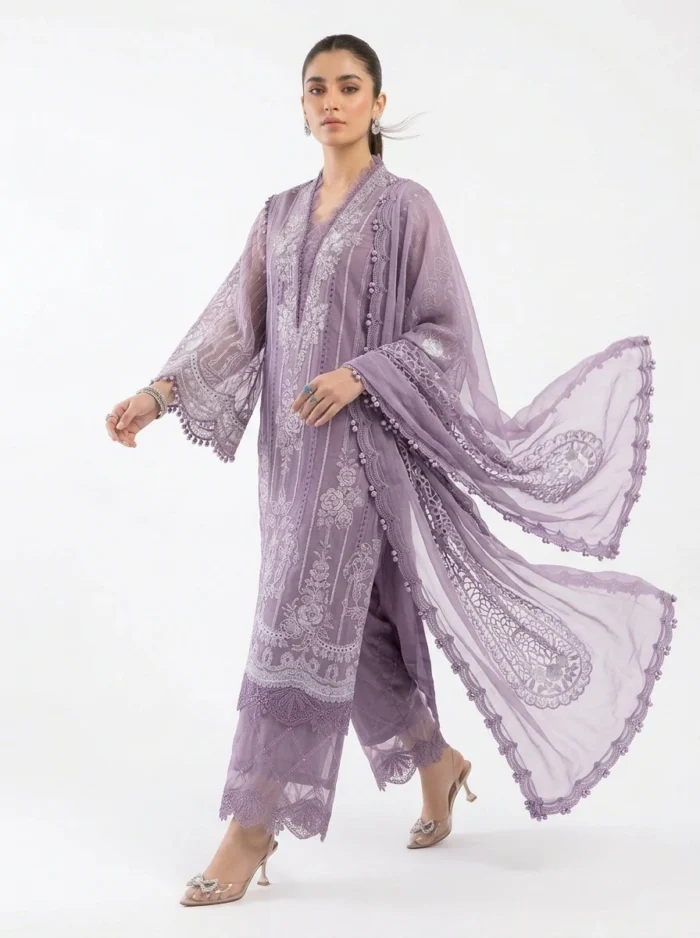 3PC Stitched Aria Lavender Organza