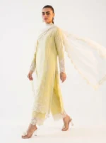 3PC Stitched Amara Yellow Lawn