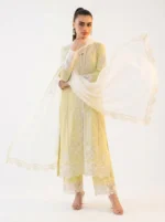 3PC Stitched Amara Yellow Lawn
