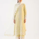 3PC Stitched Amara Yellow Lawn