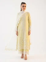 3PC Stitched Amara Yellow Lawn