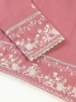 3PC Stitched Blush Pink Cambric