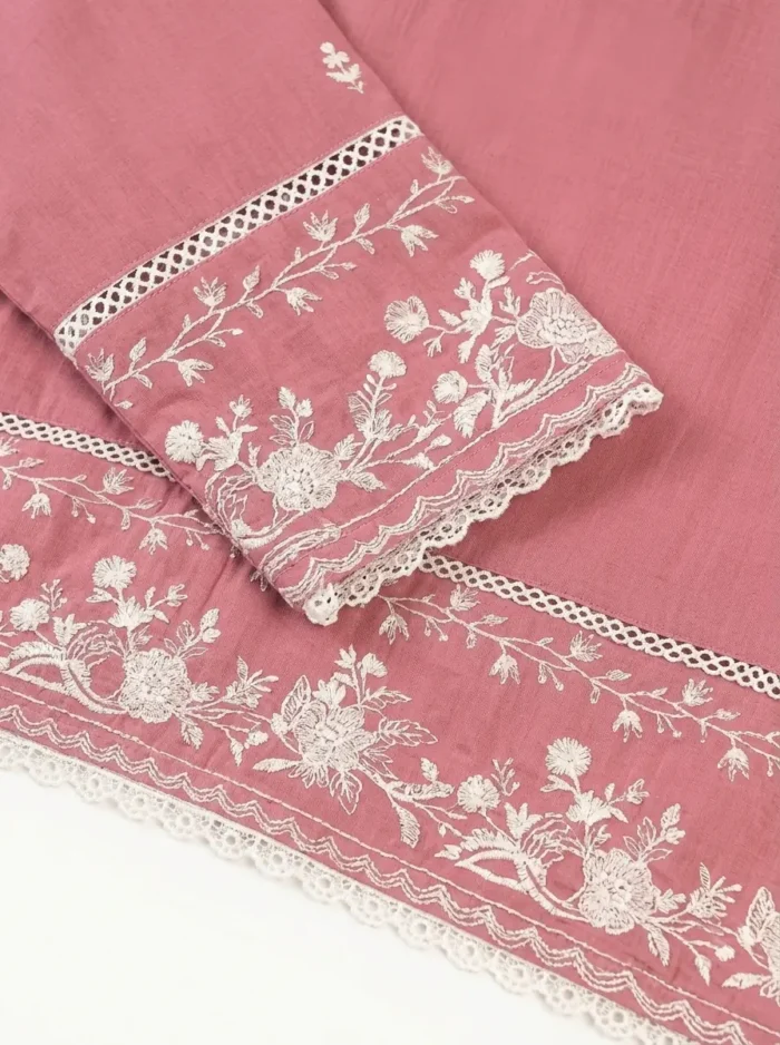 3PC Stitched Blush Pink Cambric