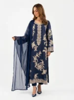 3PC Stitched Safa Navy Dhanak
