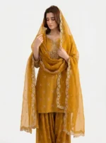 3PC Stitched Zoya Mustard Cotton